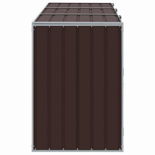 vidaXL キャスター付きゴミ箱収納 トリプルビン用 ブラウン 216x81x115 cm スチール ホーム&ガーデン 家事用品 廃棄物処理用品 ごみ箱・廃棄物コンテナ用囲い(代引不可)【送料無料】_5