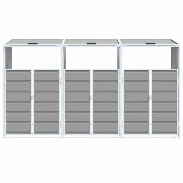 vidaXL キャスター付きゴミ箱収納 3段用 グレー 216x81x115 cm スチール製 ホーム&ガーデン 家事用品 廃棄物処理用品 ごみ箱・廃棄物コンテナ用囲い(代引不可)【送料無料】_4