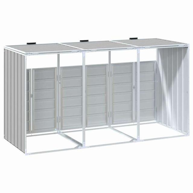 vidaXL キャスター付きゴミ箱収納 3段用 グレー 216x81x115 cm スチール製 ホーム&ガーデン 家事用品 廃棄物処理用品 ごみ箱・廃棄物コンテナ用囲い(代引不可)【送料無料】_6
