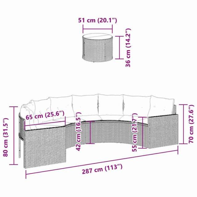 vidaXL ガーデンソファ テーブル&クッション付き 形 グレー ポリラタン製 家具 アウトドア家具 屋外椅子 屋外ソファ(代引不可)【送料無料】_8