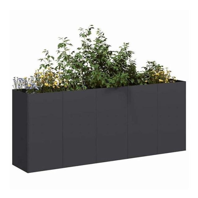 vidaXL プランター ブラック 200x40x80 cm 冷間圧延鋼 ホーム&amp;ガーデン 芝&amp;ガーデン ガーデニング 鉢植え・プランター(代引不可)【送料無料】
