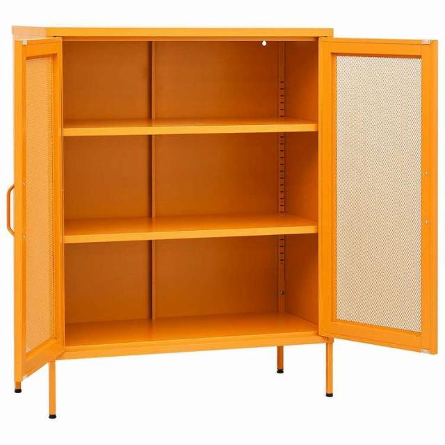 vidaXL 収納キャビネット マスタードイエロー 80x35x101,5 cm スチール 家具 キャビネット&amp;収納 収納キャビネット・ロッカー(代引不可)【送料無料】_3