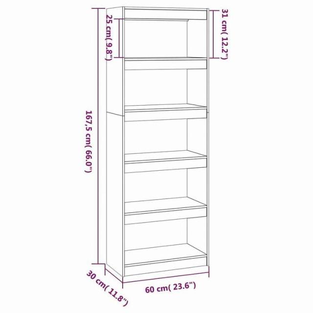 vidaXL ブックキャビネット/ルームディバイダー 60x30x167.5 cm 無垢材パイン材 家具 棚 本棚・オープンラック(代引不可)【送料無料】_7