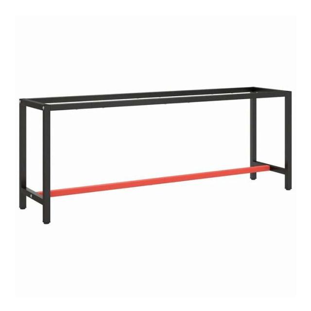 vidaXL ワークベンチフレーム マットブラック&amp;マットレッド 210x50x79 cm メタル 家具 テーブル用品 テーブル脚(代引不可)【送料無料】