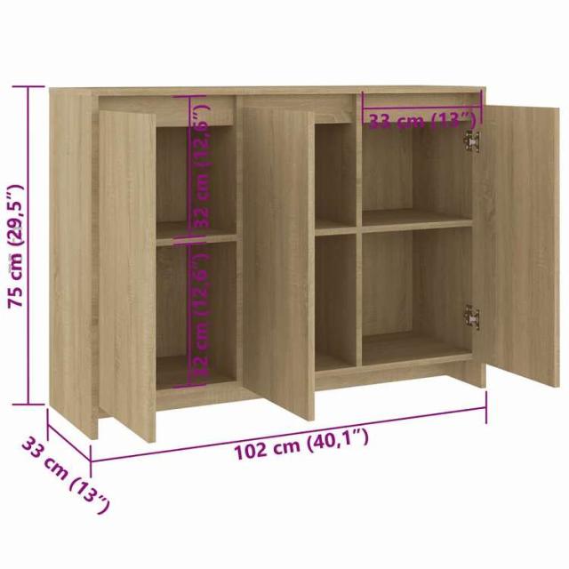 vidaXL サイドボード ソノマオーク 102x33x75 cm エンジニアードウッド 家具 キャビネット&amp;収納 サイドボード(代引不可)【送料無料】_7