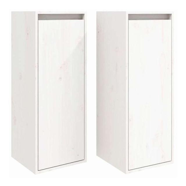 vidaXL ウォールキャビネット 2個 ホワイト 30x30x80 cm 無垢材 パイン材 家具 棚 壁面収納棚・壁面ラック(代引不可)【送料無料】