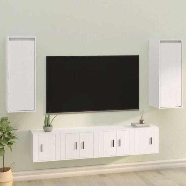vidaXL ウォールキャビネット 2個 ホワイト 30x30x80 cm 無垢材 パイン材 家具 棚 壁面収納棚・壁面ラック(代引不可)【送料無料】_1
