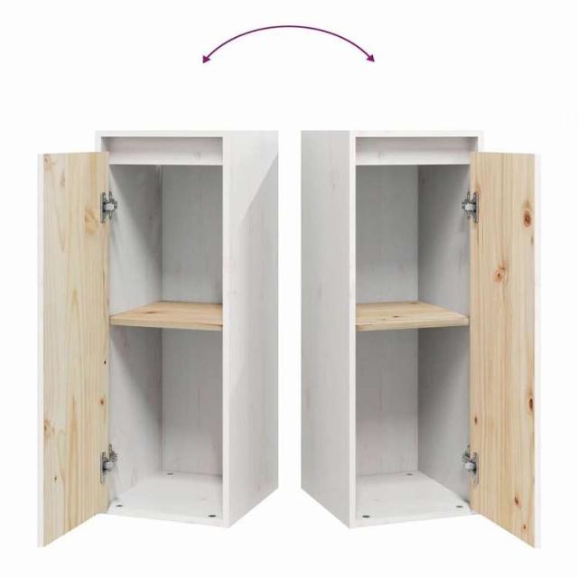 vidaXL ウォールキャビネット 2個 ホワイト 30x30x80 cm 無垢材 パイン材 家具 棚 壁面収納棚・壁面ラック(代引不可)【送料無料】_8