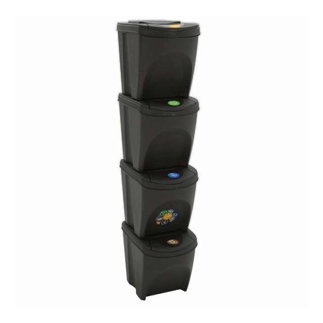 vidaXL スタッキング式ゴミ箱ボックス 4個入り グレー 100L ポリプロピレン ホーム&amp;ガーデン 家事用品 ごみ入れ ごみ箱(代引不可)【送料無料】