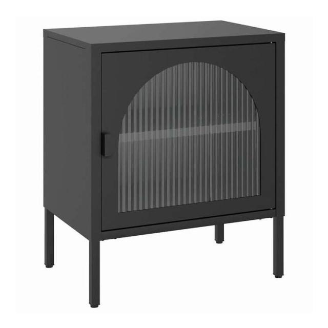 vidaXL ナイトスタンド ブラック 50x35x60 cm ガラス&amp;スチール 家具 テーブル ベッドサイドテーブル(代引不可)【送料無料】
