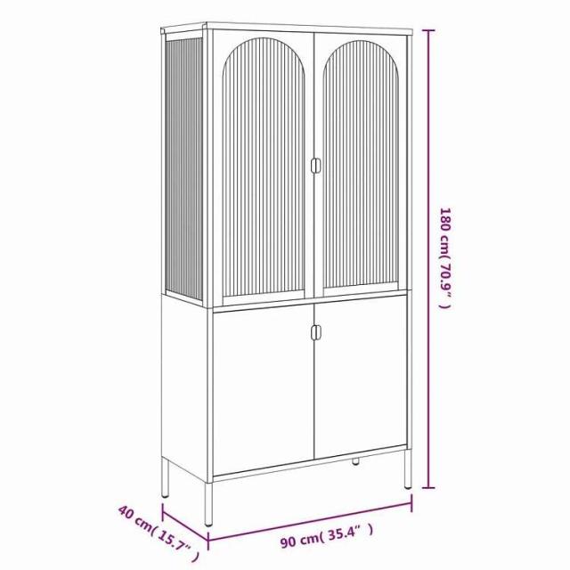 vidaXL ハイボード ブラック 90x40x180 cm ガラスとスチール 家具 キャビネット&収納 サイドボード(代引不可)【送料無料】_10