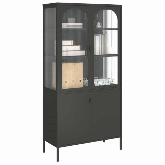 vidaXL ハイボード ブラック 90x40x180 cm ガラスとスチール 家具 キャビネット&収納 サイドボード(代引不可)【送料無料】_3