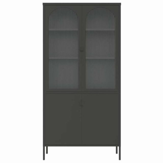 vidaXL ハイボード ブラック 90x40x180 cm ガラスとスチール 家具 キャビネット&収納 サイドボード(代引不可)【送料無料】_5