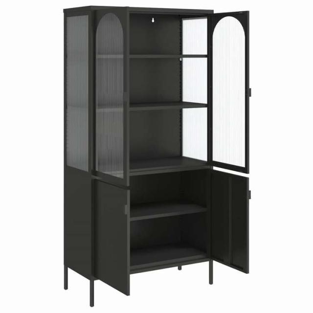 vidaXL ハイボード ブラック 90x40x180 cm ガラスとスチール 家具 キャビネット&収納 サイドボード(代引不可)【送料無料】_7