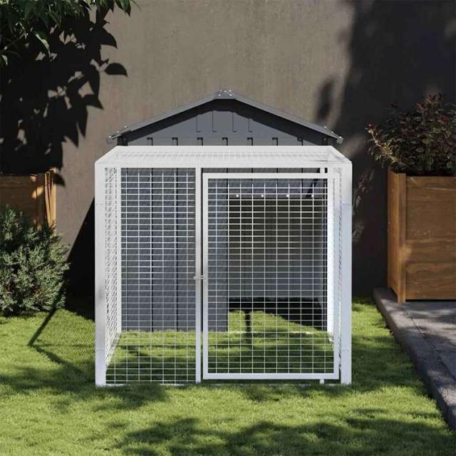 vidaXL 鶏小屋(ラン付き) アンスラサイト 117x201x123 cm 亜鉛メッキ鋼 動物&ペット用品 ペット用品 小動物用品 小動物 飼育・ケージ(代引不可)【送料無料】_1