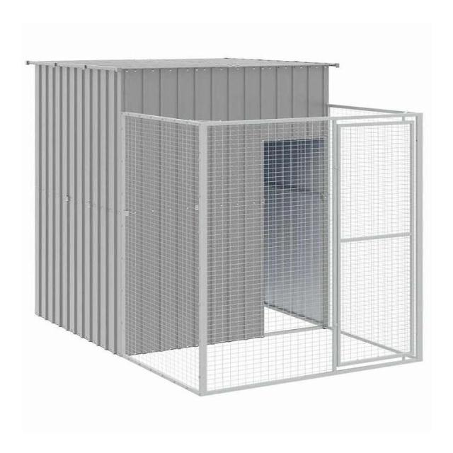 vidaXL 犬小屋(ラン付き)ライトグレー 165x251x181 cm 亜鉛メッキ鋼製 動物&amp;ペット用品 ペット用品 犬用品 ドッグハウス(代引不可)【送料無料】