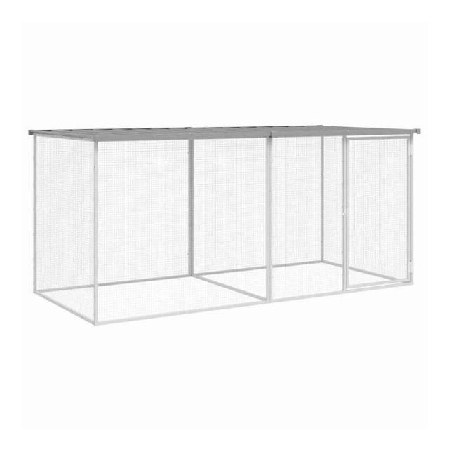 vidaXL 屋根付きチキンケージ ライトグレー 203x98x90 cm 亜鉛メッキ鋼 動物&ペット用品 ペット用品 小動物用品 小動物 飼育・ケージ(代引不可)【送料無料】
