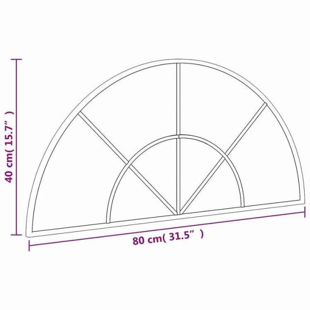 vidaXL ウォールミラー ブラック 80x40 cm アーチアイアン ホーム&ガーデン デコレーション 鏡(代引不可)【送料無料】