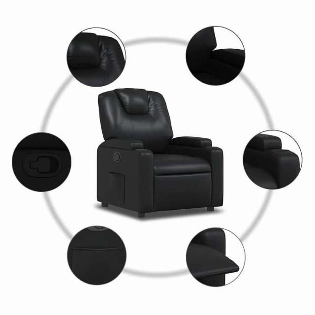 vidaXL リクライニングチェア ブラック フェイクレザー 家具 チェア アームチェア・リクライニングチェア・スリーピングチェア(代引不可)【送料無料】_7
