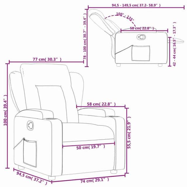 vidaXL リクライニングチェア ダークグレーファブリック 家具 チェア アームチェア・リクライニングチェア・スリーピングチェア(代引不可)【送料無料】_10
