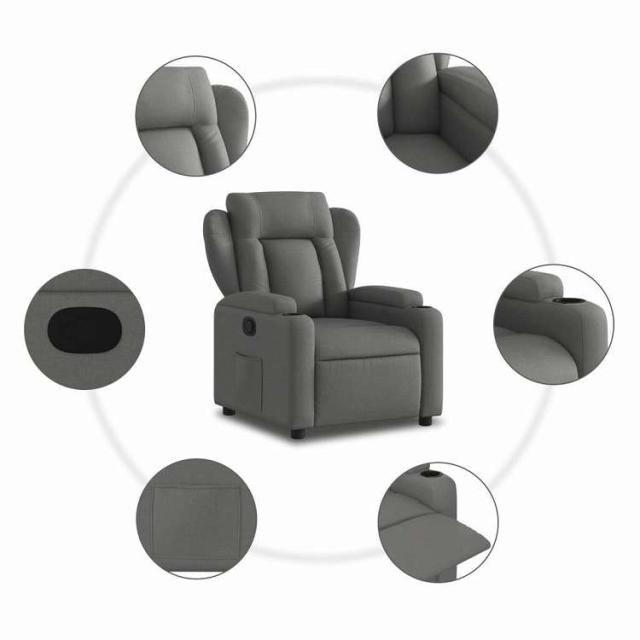 vidaXL リクライニングチェア ダークグレーファブリック 家具 チェア アームチェア・リクライニングチェア・スリーピングチェア(代引不可)【送料無料】_4