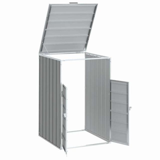 vidaXL ホイール付きビン収納 シングルビン用 グレー 72x81x115 cm スチール ホーム&ガーデン 家事用品 廃棄物処理用品 ごみ箱・廃棄物コンテナ用囲い(代引不可)【送料無料】_3