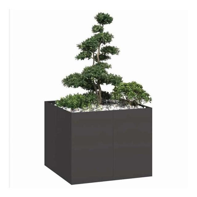 vidaXL プランター ブラック 100x100x80 cm スチール ホーム&amp;ガーデン 芝&amp;ガーデン ガーデニング 鉢植え・プランター(代引不可)【送料無料】