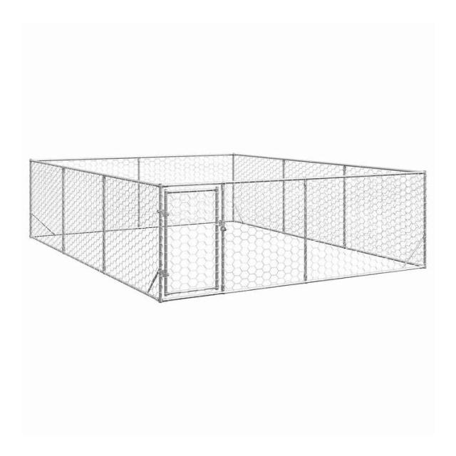 vidaXL 屋外用犬小屋 ドア付き 3x4x1m 亜鉛メッキ鋼 動物&amp;ペット用品 ペット用品 犬用品 ドッグハウス(代引不可)【送料無料】