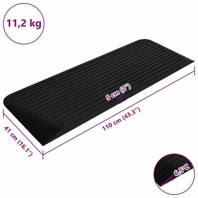 vidaXL 敷居ランプ 110x41x5 cm ゴム ビジネス&工業用 標識・サイン 道路標識(代引不可)【送料無料】