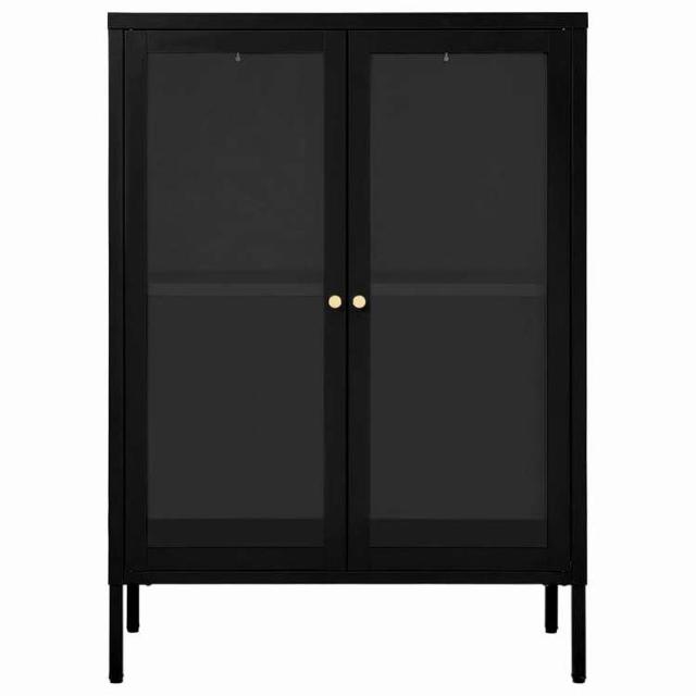 vidaXL サイドボード ブラック 75x35x105 cm スチール&amp;ガラス 家具 キャビネット&amp;収納 サイドボード(代引不可)【送料無料】_2
