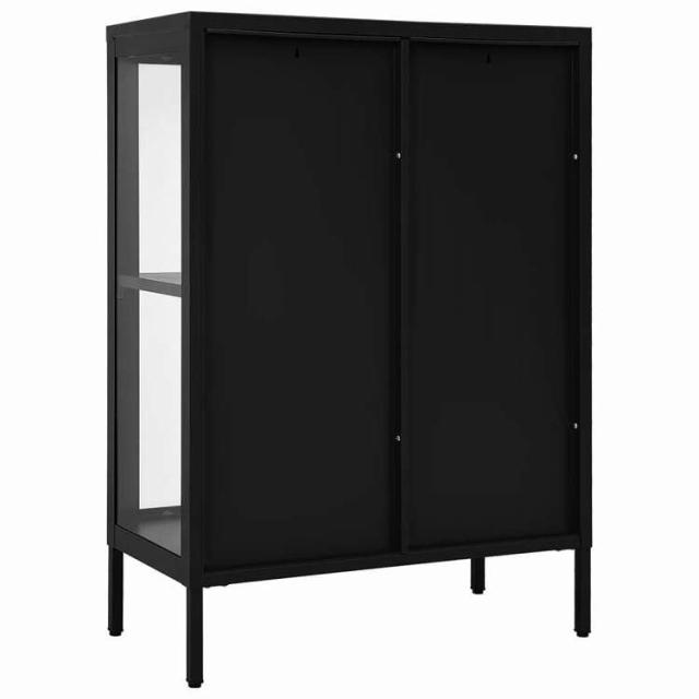 vidaXL サイドボード ブラック 75x35x105 cm スチール&amp;ガラス 家具 キャビネット&amp;収納 サイドボード(代引不可)【送料無料】_4