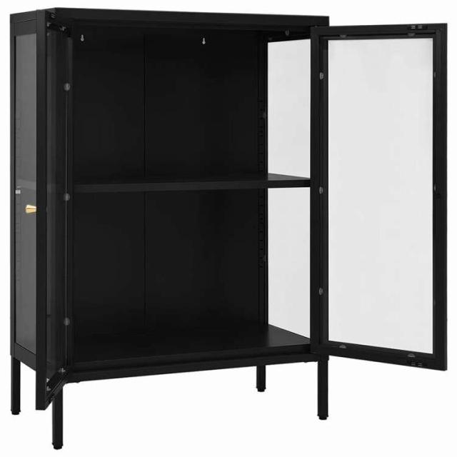 vidaXL サイドボード ブラック 75x35x105 cm スチール&amp;ガラス 家具 キャビネット&amp;収納 サイドボード(代引不可)【送料無料】_5