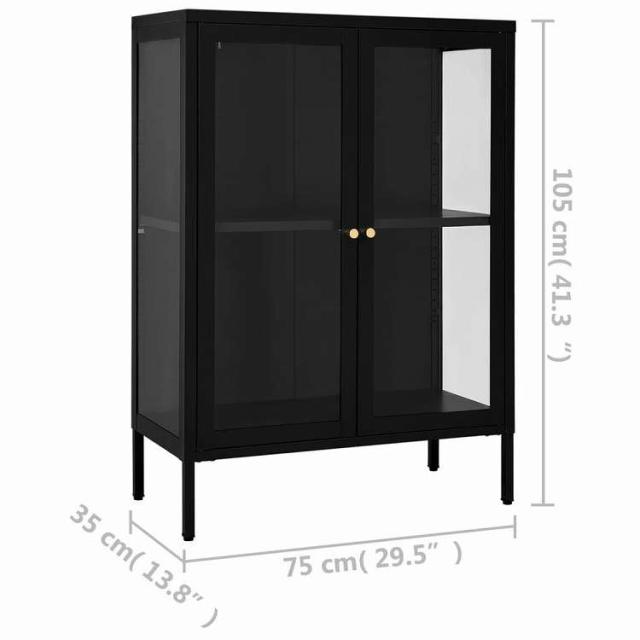 vidaXL サイドボード ブラック 75x35x105 cm スチール&amp;ガラス 家具 キャビネット&amp;収納 サイドボード(代引不可)【送料無料】_9