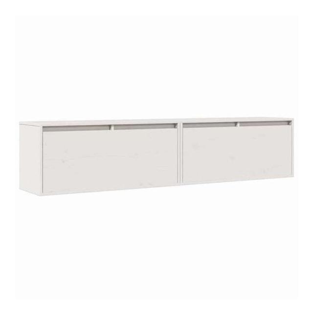 vidaXL ウォールキャビネット 2個 ホワイト 80x30x35 cm 無垢材 パイン材 家具 棚 壁面収納棚・壁面ラック(代引不可)【送料無料】
