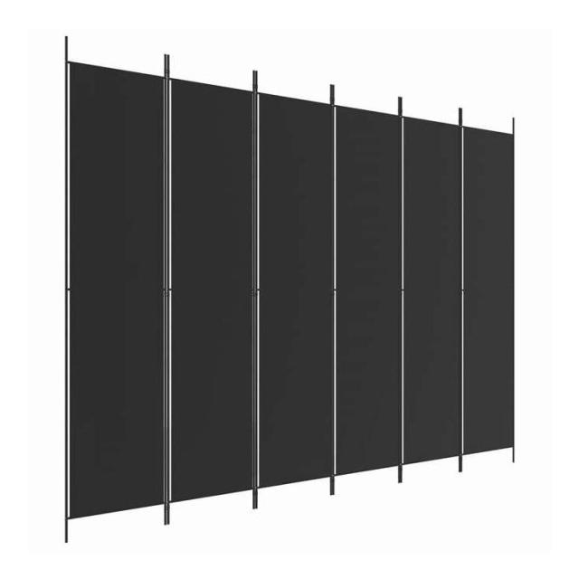 vidaXL 6パネル ルームディバイダー ブラック 300x220 cm ファブリック 家具 間仕切り(代引不可)【送料無料】
