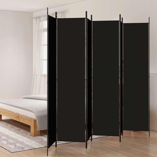 vidaXL 6パネル ルームディバイダー ブラック 300x220 cm ファブリック 家具 間仕切り(代引不可)【送料無料】_1
