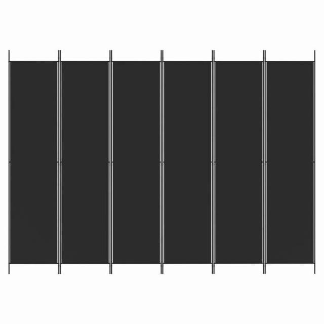 vidaXL 6パネル ルームディバイダー ブラック 300x220 cm ファブリック 家具 間仕切り(代引不可)【送料無料】_2