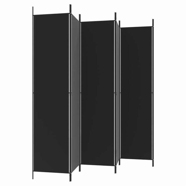 vidaXL 6パネル ルームディバイダー ブラック 300x220 cm ファブリック 家具 間仕切り(代引不可)【送料無料】_4