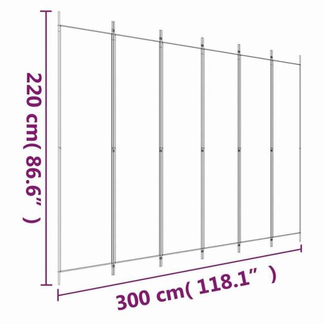 vidaXL 6パネル ルームディバイダー ブラック 300x220 cm ファブリック 家具 間仕切り(代引不可)【送料無料】_7