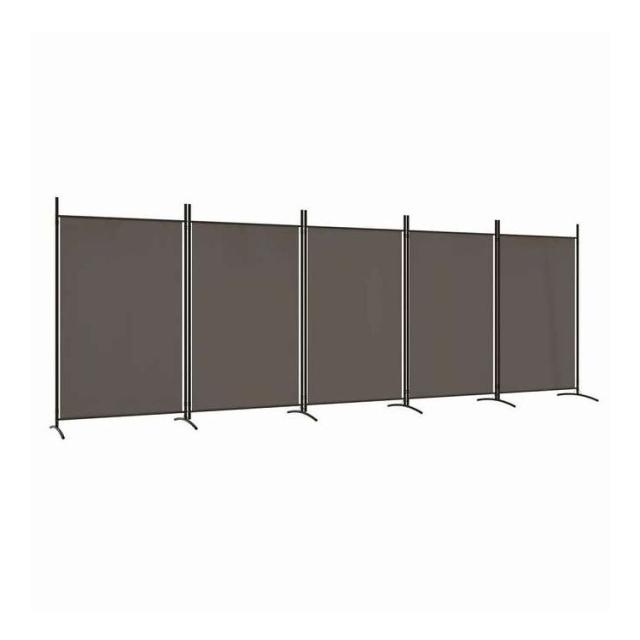vidaXL 5パネルルームディバイダー アンスラサイト 433x180 cm ファブリック 家具 間仕切り(代引不可)【送料無料】
