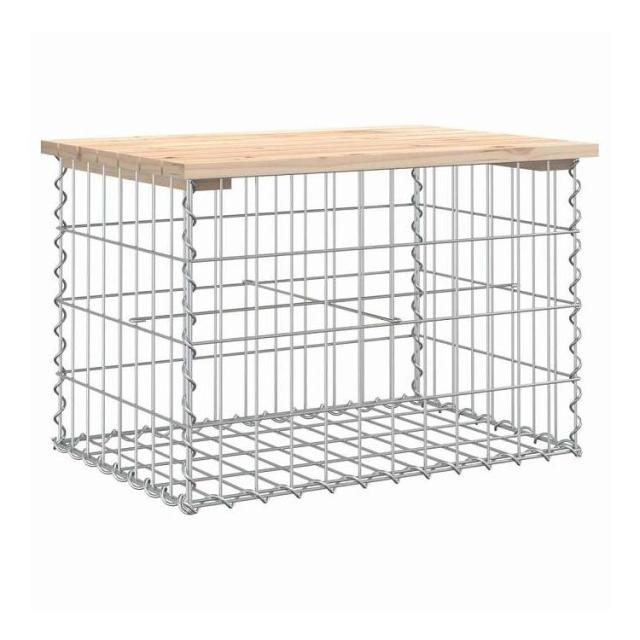 vidaXL ガーデンベンチ ガビオンデザイン 63x44x42 cm 無垢材 パイン材 家具 アウトドア家具 屋外椅子 アウトドアベンチ(代引不可)【送料無料】