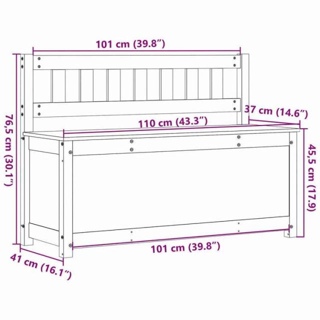 vidaXL ベンチ 110x41x76,5 cm 無垢材 パイン材 家具 ベンチ(代引不可)【送料無料】_11