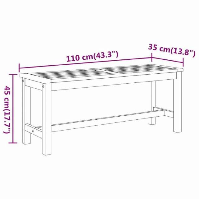 vidaXL ガーデンベンチ 110x35x45 cm 無垢材アカシア 家具 アウトドア家具 屋外椅子 アウトドアベンチ(代引不可)【送料無料】_6
