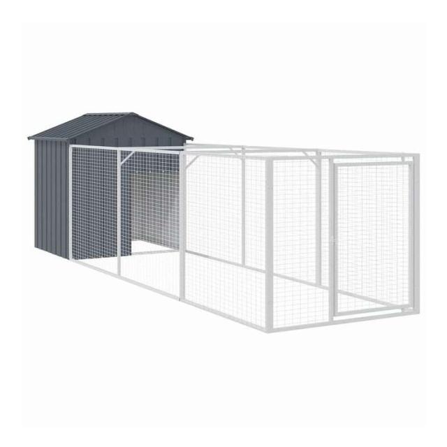 vidaXL 犬小屋 屋根付き アンスラサイト 117x405x123 cm 亜鉛メッキ鋼 動物&amp;ペット用品 ペット用品 犬用品 ドッグハウス(代引不可)【送料無料】