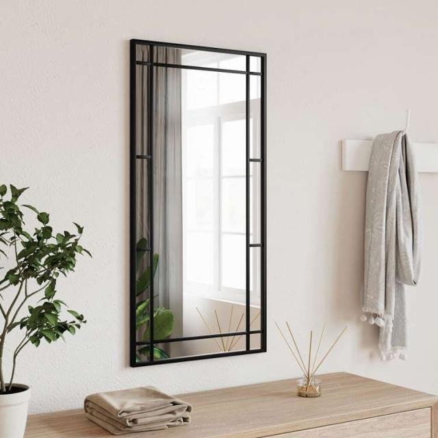 vidaXL ウォールミラー ブラック 40x80 cm 長方形 アイアン ホーム&ガーデン デコレーション 鏡(代引不可)【送料無料】