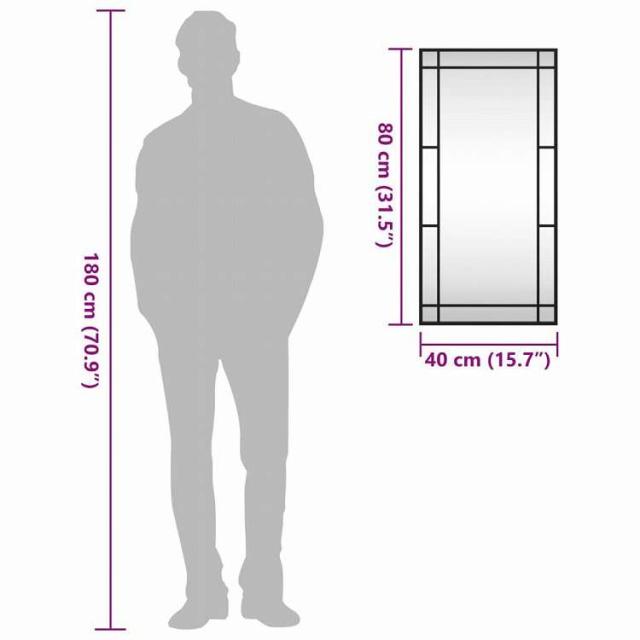 vidaXL ウォールミラー ブラック 40x80 cm 長方形 アイアン ホーム&ガーデン デコレーション 鏡(代引不可)【送料無料】