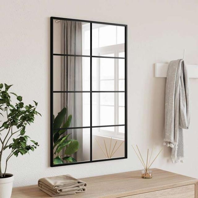 vidaXL ウォールミラー ブラック 50x80 cm 長方形 アイアン ホーム&ガーデン デコレーション 鏡(代引不可)【送料無料】