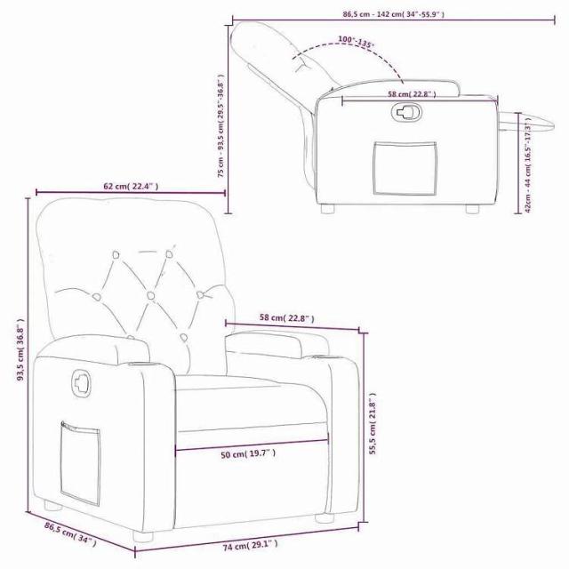 vidaXL リクライニングチェア ダークグレーファブリック 家具 チェア アームチェア・リクライニングチェア・スリーピングチェア(代引不可)【送料無料】_10