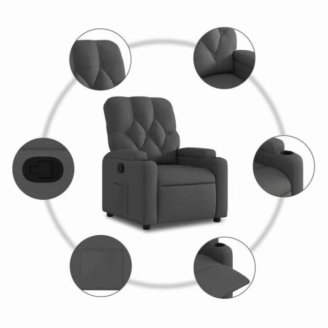 vidaXL リクライニングチェア ダークグレーファブリック 家具 チェア アームチェア・リクライニングチェア・スリーピングチェア(代引不可)【送料無料】_4
