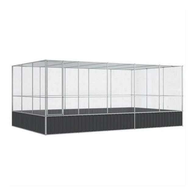 vidaXL 鳥小屋 拡張付き シルバー 518x307x212 cm スチール 動物&ペット用品 ペット用品 鳥用品 取りかご・スタンド(代引不可)【送料無料】